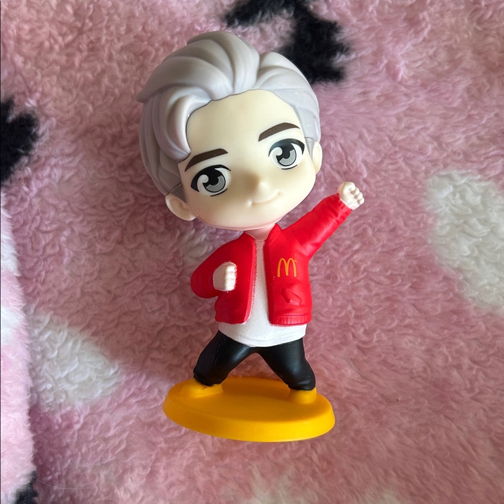 TINYTAN RM BTS Red Jacket Figurine with Yellow Base - No box or photocard
